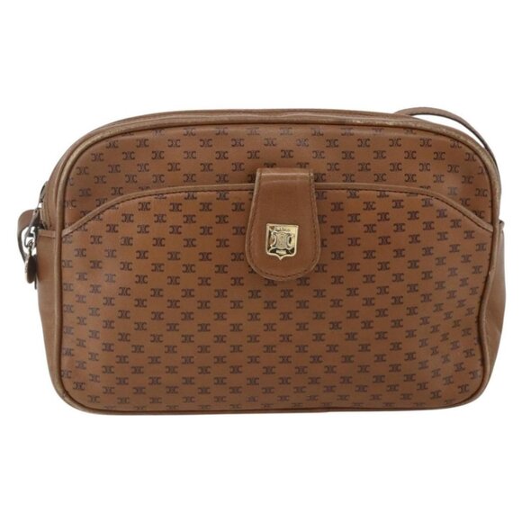 Authentic CELINE Macadam Canvas Shoulder Bag PVC Brown Gold - Picture 9 of 16